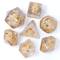 Grey Puppy 7pc Dice Set Inked in Gold