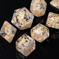 Grey Puppy 7pc Dice Set Inked in Gold