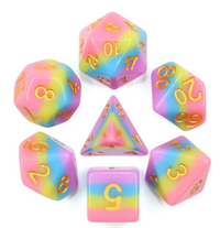 Rainbow Bridge 7pc Dice Set Inked in Gold