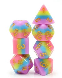 Rainbow Bridge 7pc Dice Set Inked in Gold