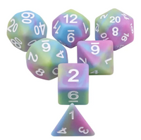 Rainbow Drip 7pc Dice Set Inked in White