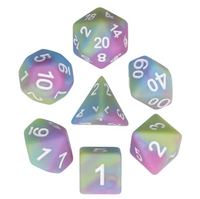 Rainbow Drip 7pc Dice Set Inked in White