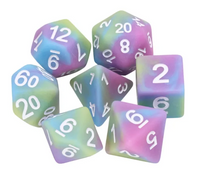 Rainbow Drip 7pc Dice Set Inked in White