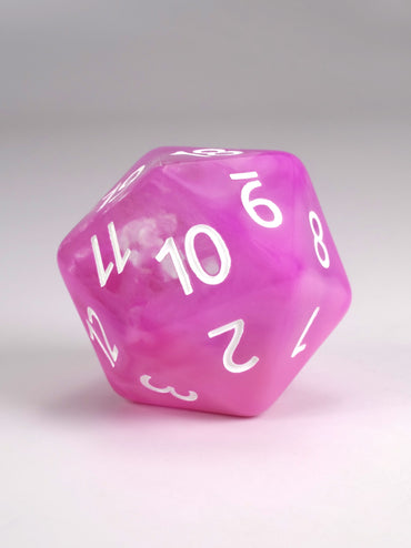 Sea Maiden d20 spindown life counter for MTG Pink polyhedral dice with white numbers on a light gray background
