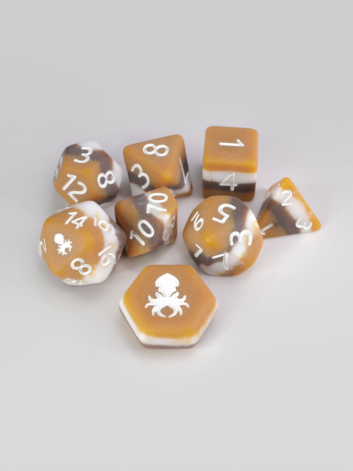 Mini S'Mores 8pc Dice Set Inked in White