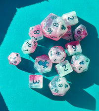 Snow Fairy 14pc Dice Set inked in Metallic Blue