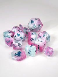 Snow Fairy 14pc Dice Set inked in Metallic Blue