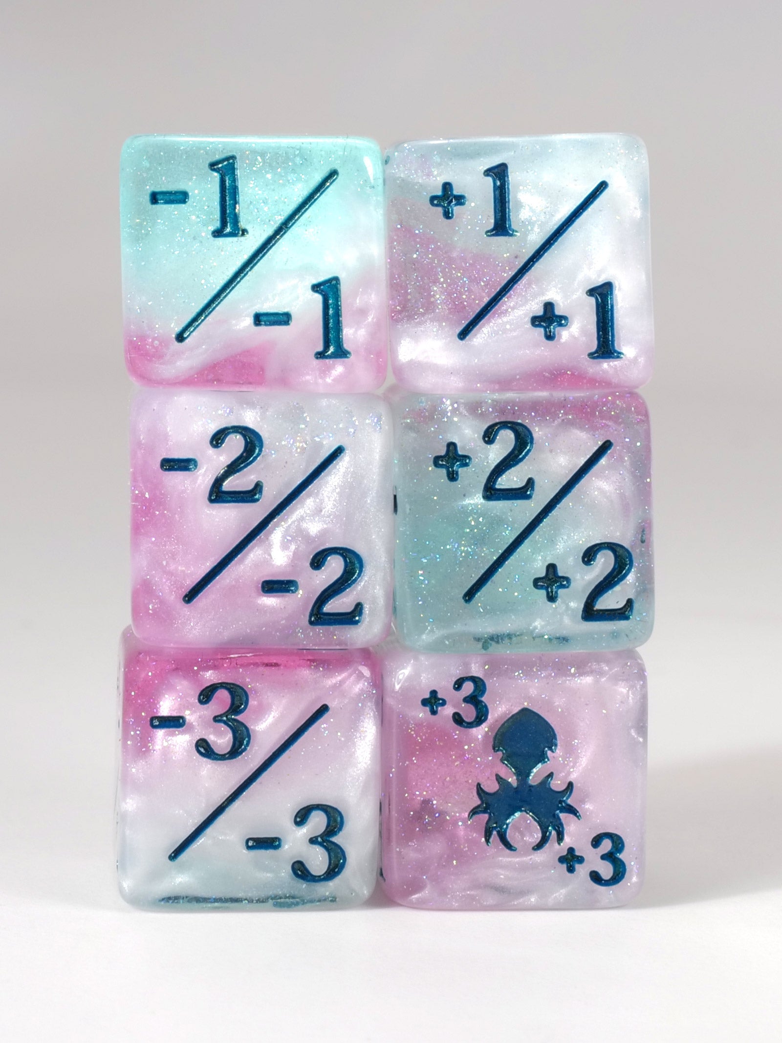 Snow Fairy Mini 3/3 Positive/Negative Dice Counters - 12 Pack