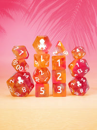 Tropical Mermaid 14pc Dice Set inked in White