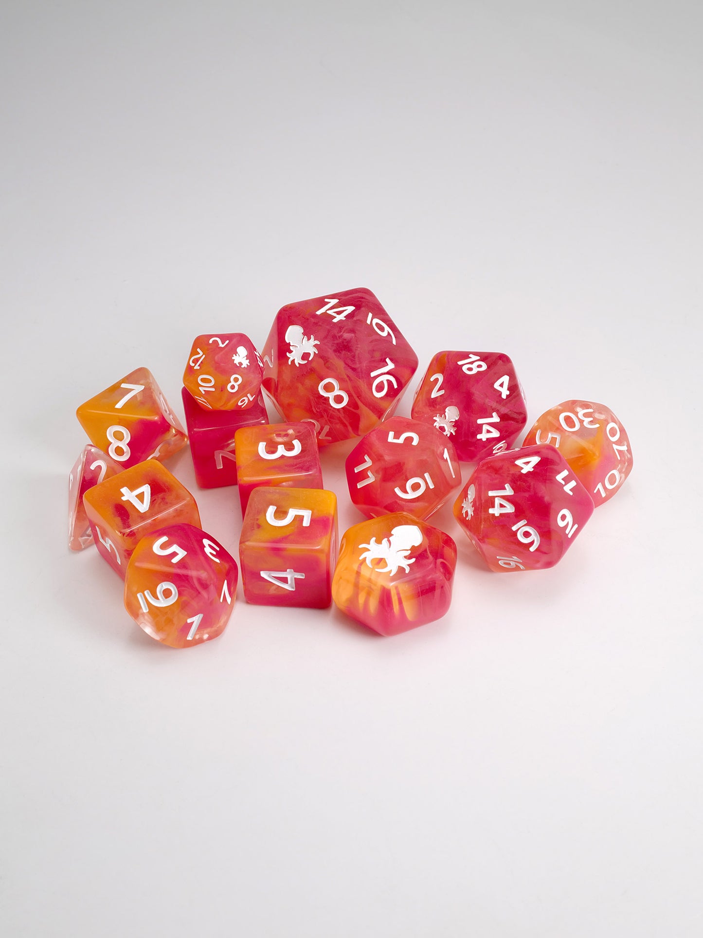 Tropical Mermaid 14pc Dice Set inked in White