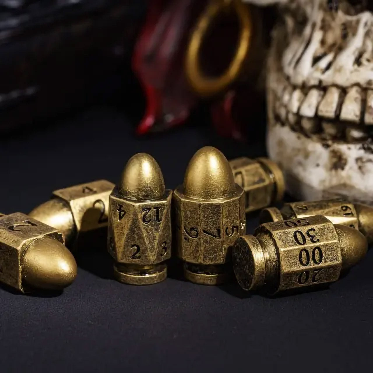 Load Your Holster with Style: Introducing the Bronze Bullet Dice Set