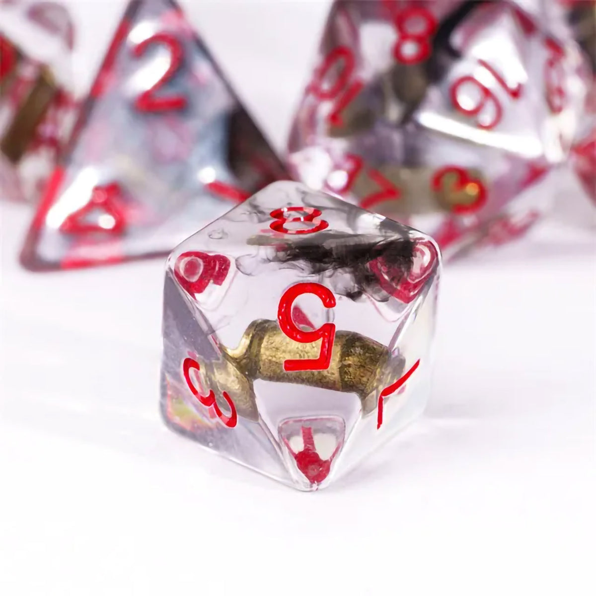 Red 4649 Bullets Dice 7pc Dice Set Inked in Red – Kraken Dice