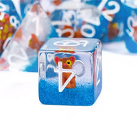Brown Cat 7pc Dice Set Inked in White