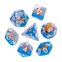 Brown Cat 7pc Dice Set Inked in White