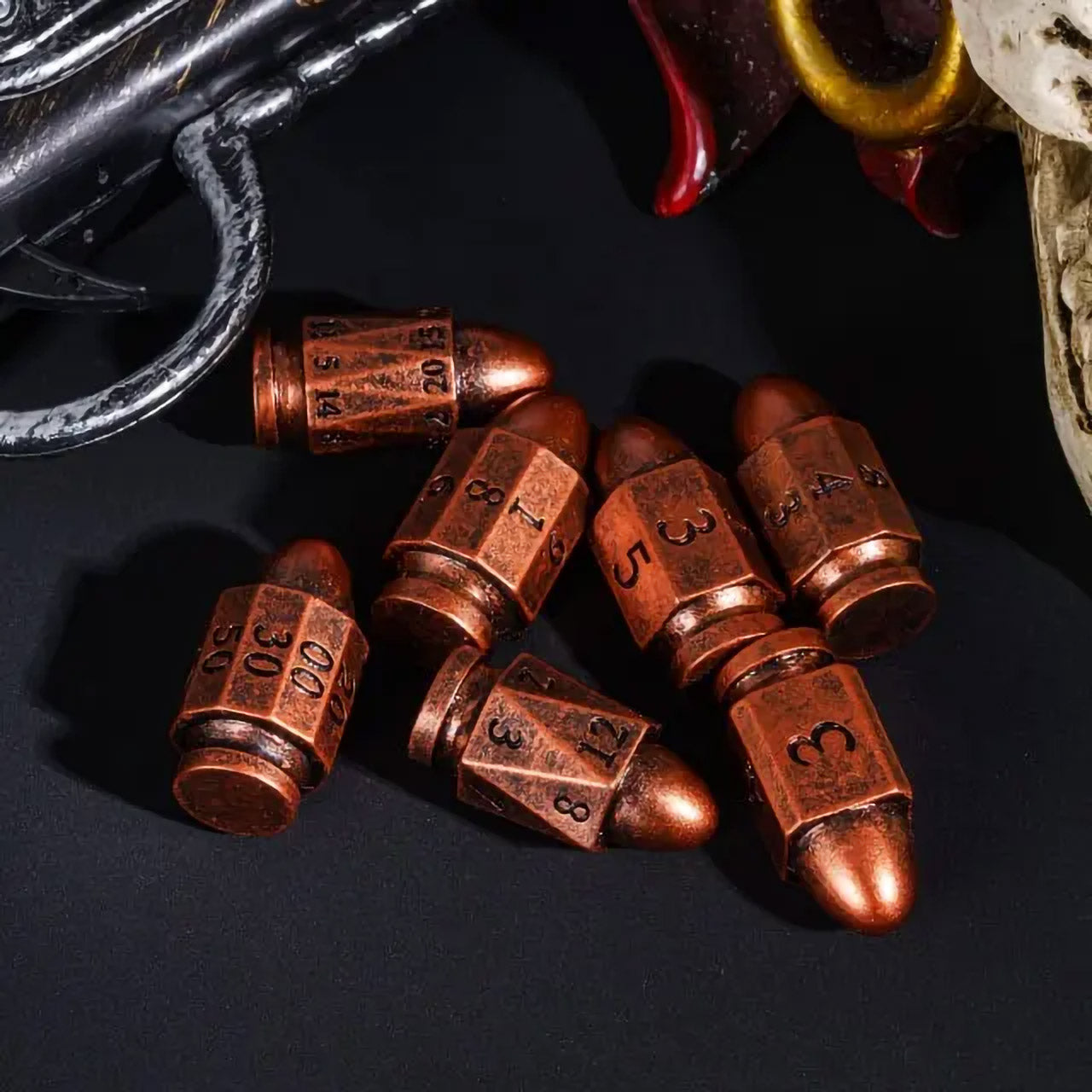 Old West Bullet Dice Set - Copper 7pc