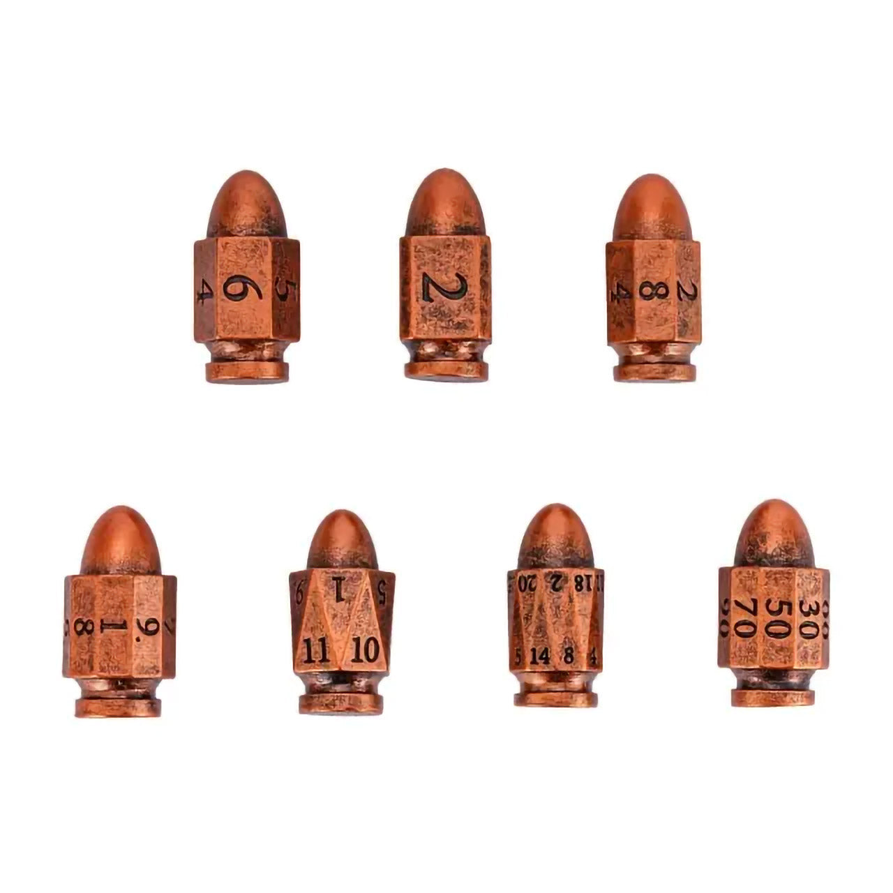 Old West Bullet Dice Set - Copper 7pc