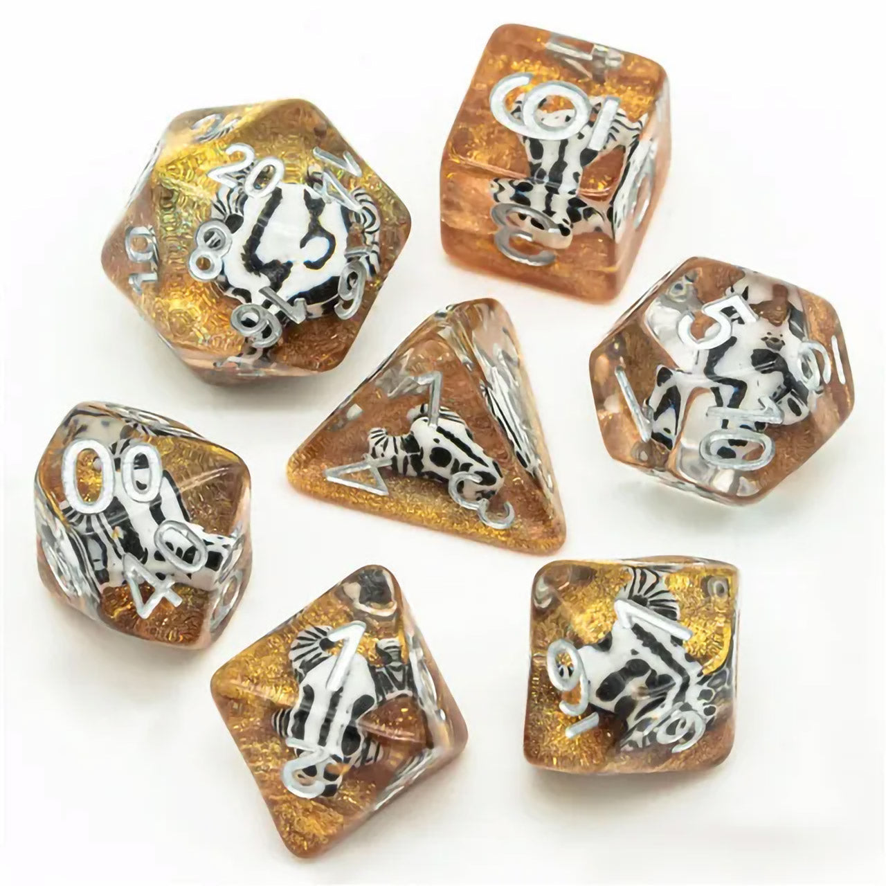 Desert Bull Skull 7pc Dice Set Inked in Silver