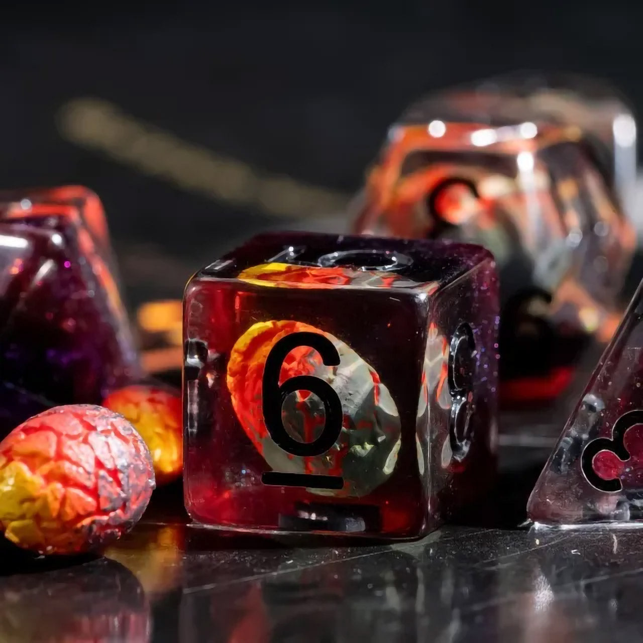 The Last Dragon Egg Dice Set- 7pc Inked In Black