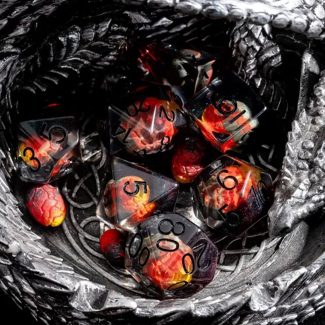 The Last Dragon Egg Dice Set- 7pc Inked In Black