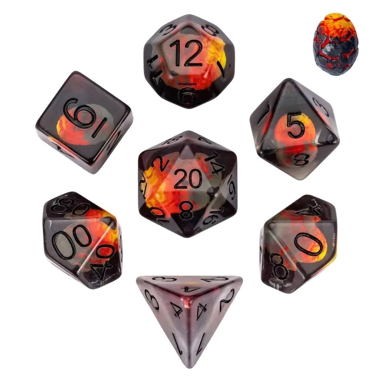 The Last Dragon Egg Dice Set- 7pc Inked In Black