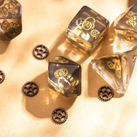Gear Wheel 7pc Dice Set Inked In Gold
