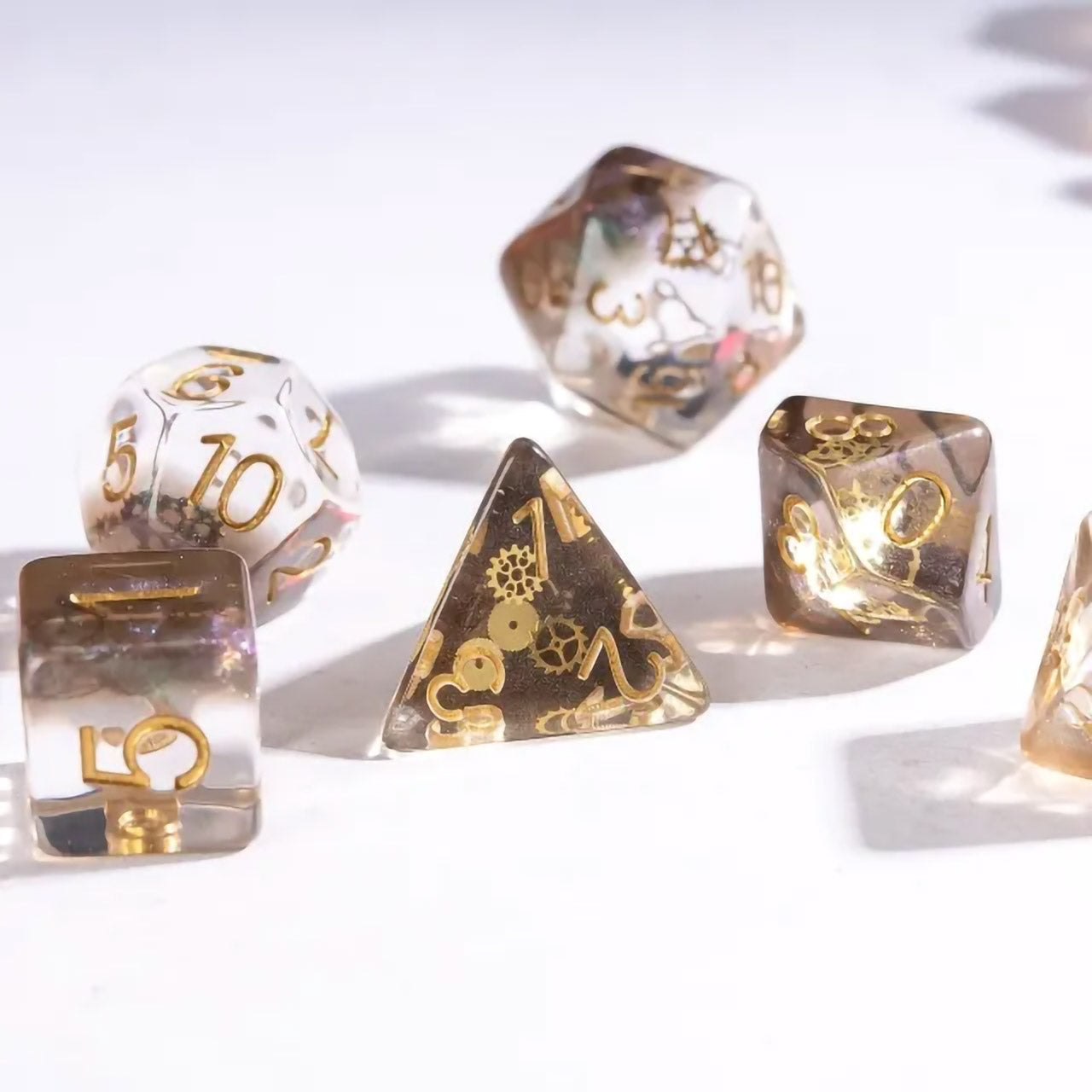 Gear Wheel 7pc Dice Set Inked In Gold
