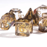 Gear Wheel 7pc Dice Set Inked In Gold