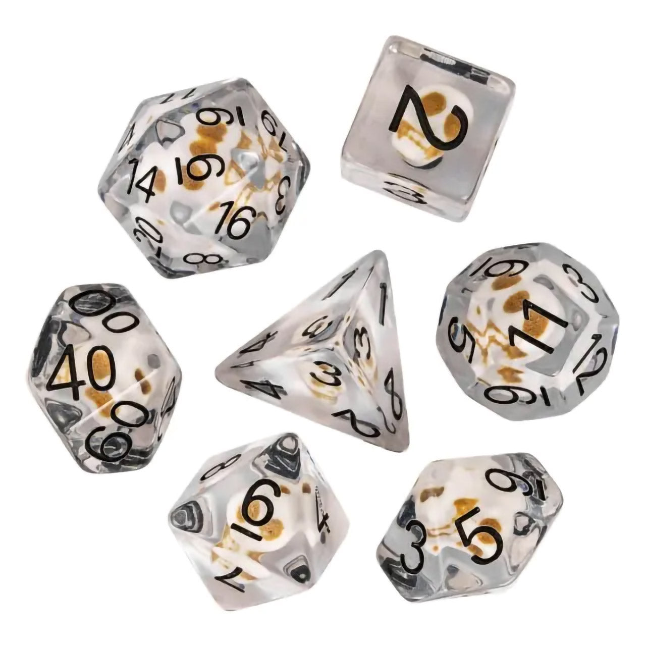 Skull Dice Inclusions Dice Set With Black Ink - 7pc