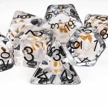Skull Dice Inclusions Dice Set With Black Ink - 7pc
