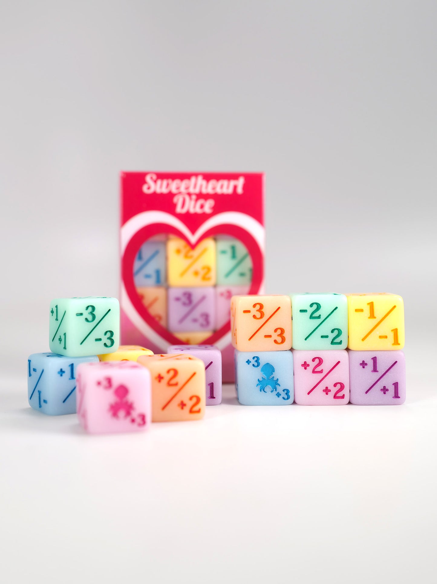 Be My Valentine "Sweetheart Dice" Mini 3/3 Positive/Negative 12 Pack