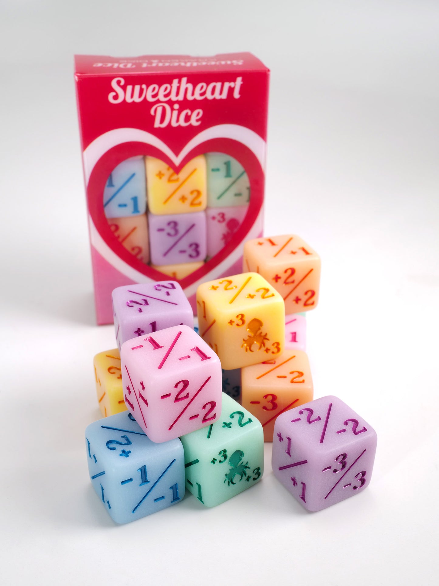 Be My Valentine "Sweetheart Dice" Mini 3/3 Positive/Negative 12 Pack