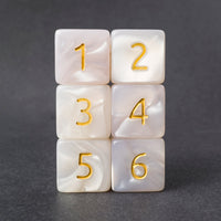 Kraken Signature's White with Gold Ink Polyhedral RPG D6 Dice Set