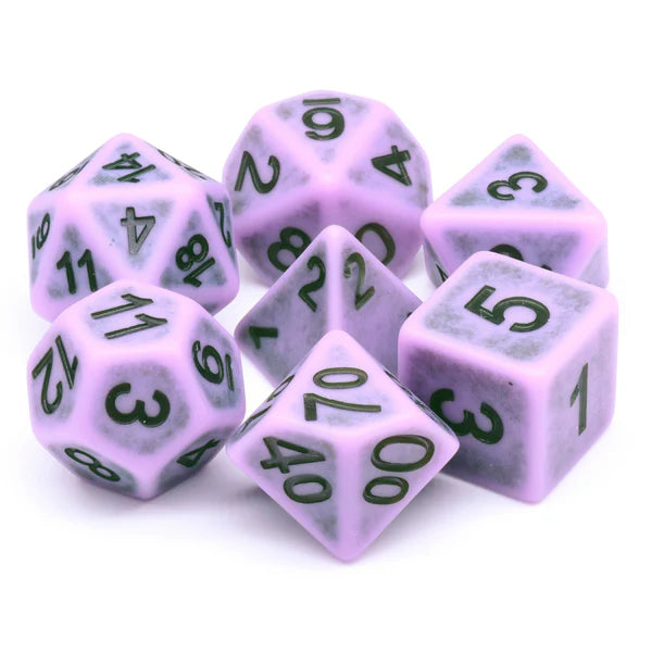 Ancient Purple 7pc Dice Set Inked in Black