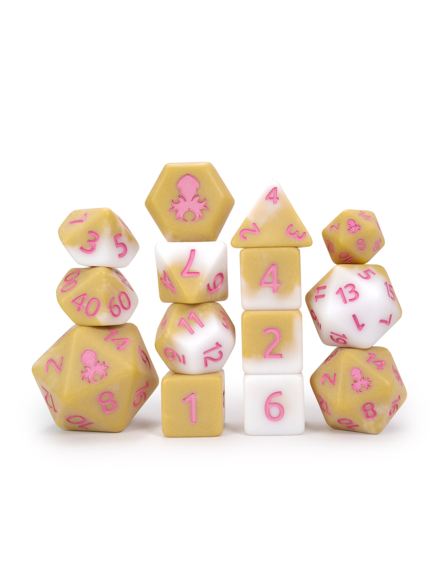 Strawberry Latte Matte 14pc Dice Set inked in Pink