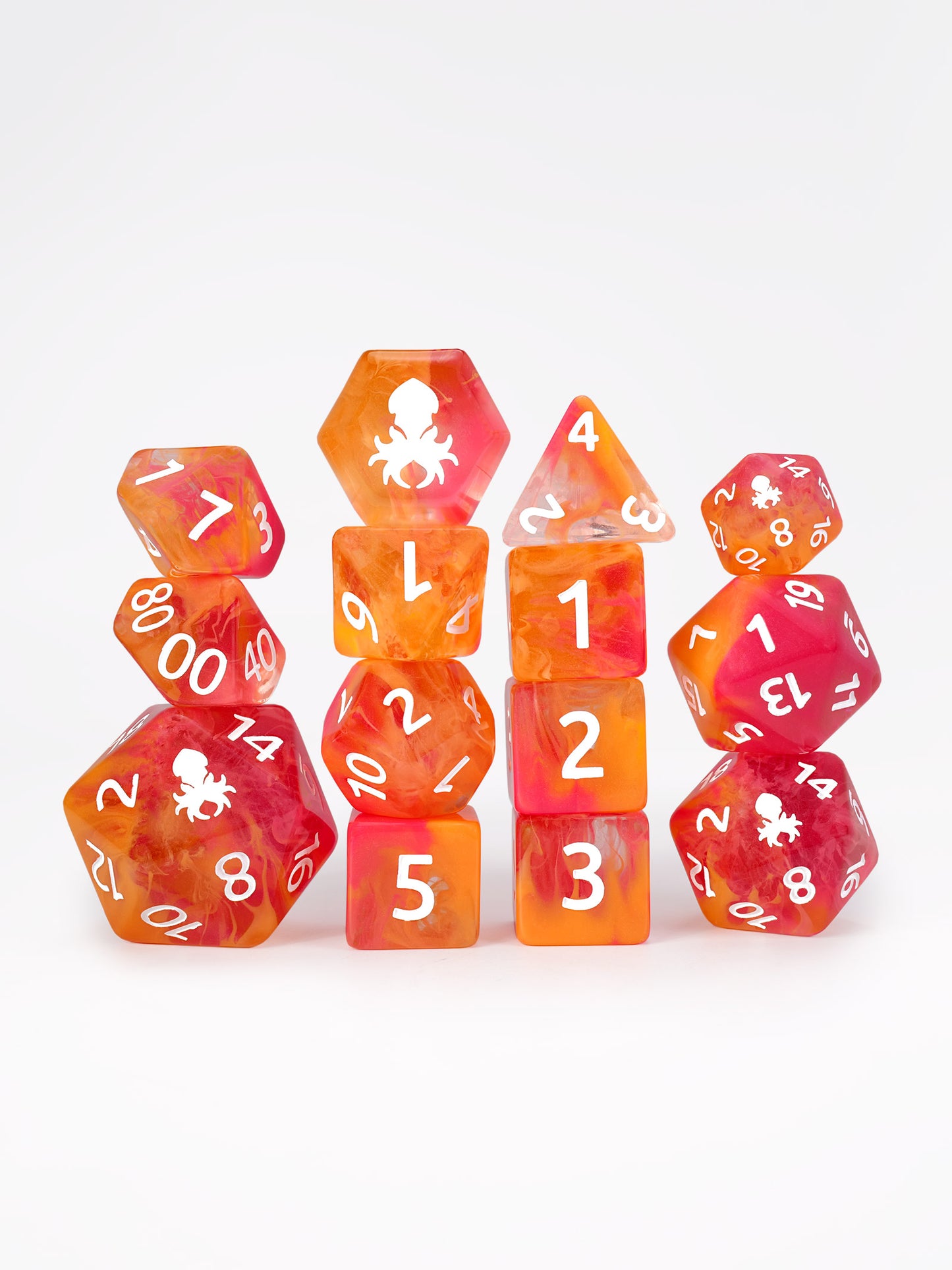 Tropical Mermaid 14pc Dice Set inked in White