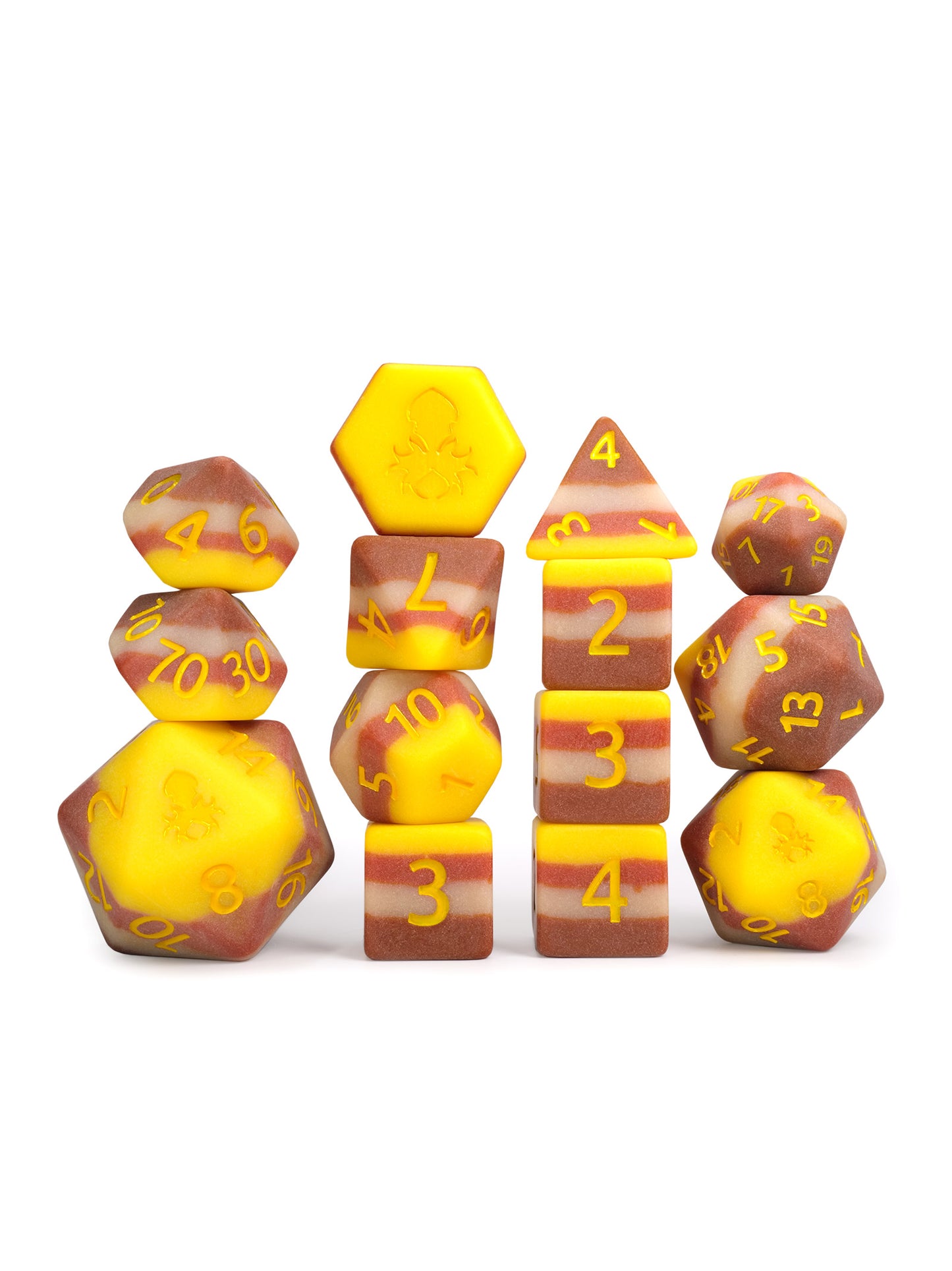 Bacon and Eggs 14pc Dice Bundle Inked in Yellow