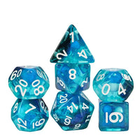 Glow in the Dark Jelly Fish 7pc Dice Set Inked in White