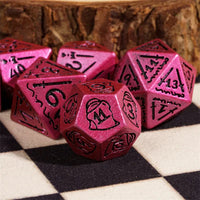 Purple Ancient Pattern 7pc Dice Set Inked in Black