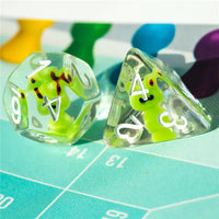 Froggy 7pc Dice Set Inked in Green