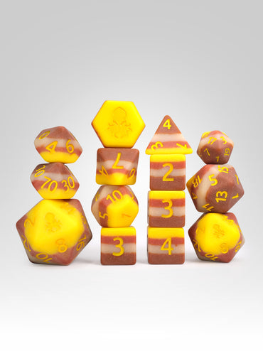 Bacon and Eggs 14pc Dice Bundle Inked in Yellow