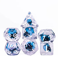 Blue Skull 7pc Dice Set Inked in White