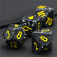 Homage Black 7pc Dice Set Inked in Yellow