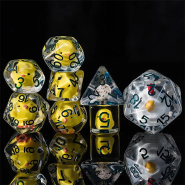 Chicken Family 8pc Dice Set Inked in Green