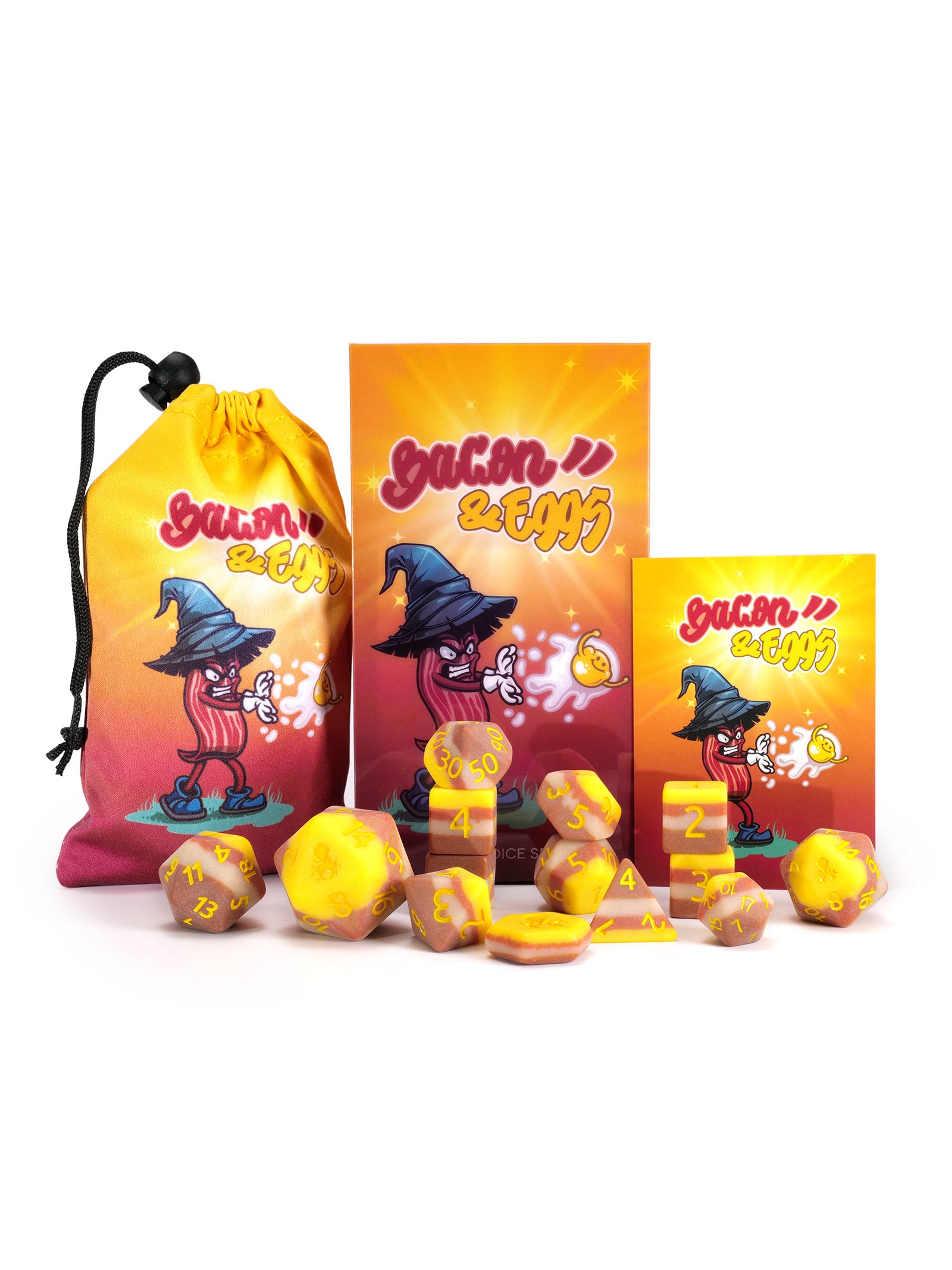 Bacon and Eggs 14pc Dice Bundle Inked in Yellow