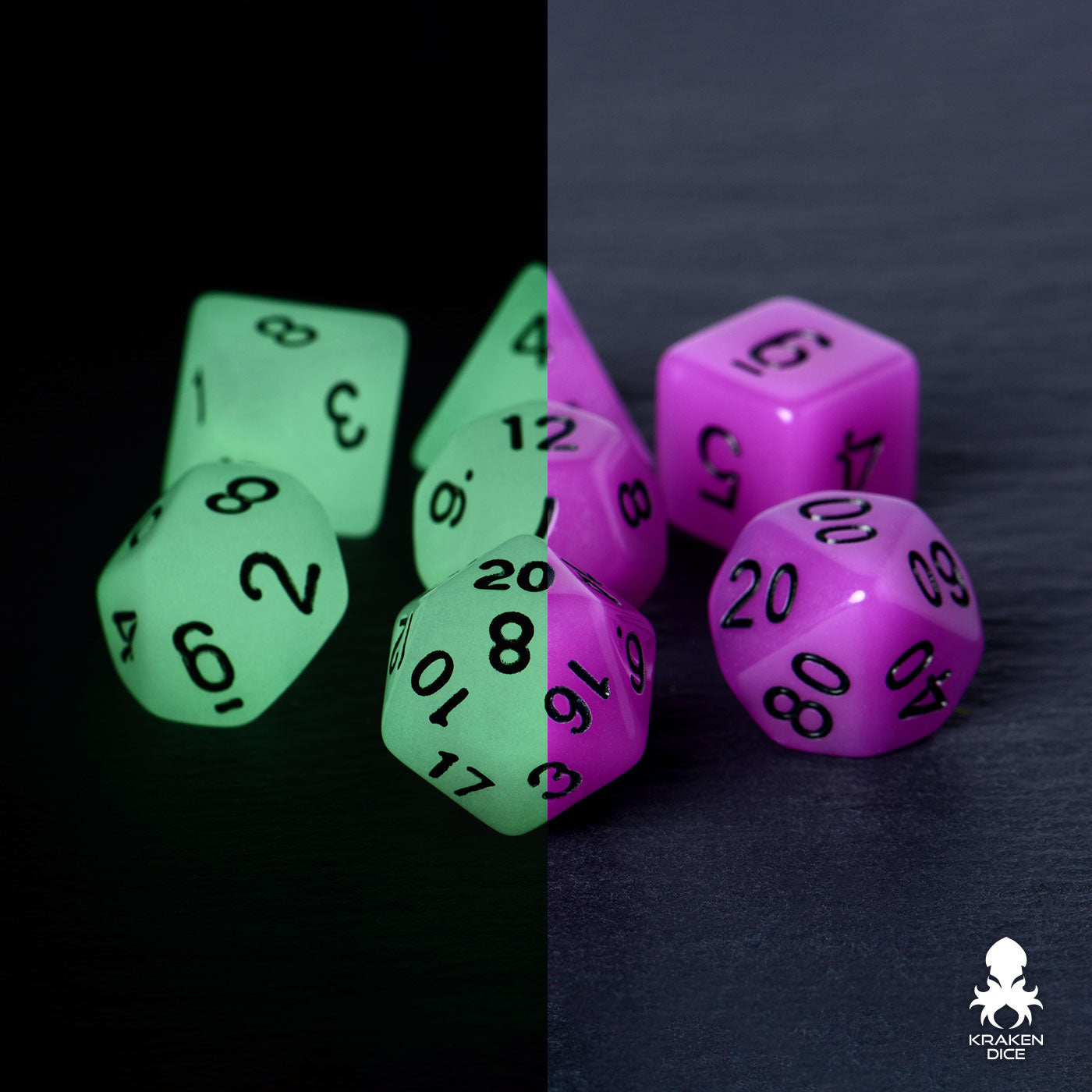 Purple Glow in the Dark Dice Set