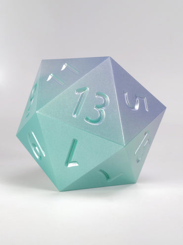 Ombre Aqua Teal to Periwinkle 55mm D20 Dice