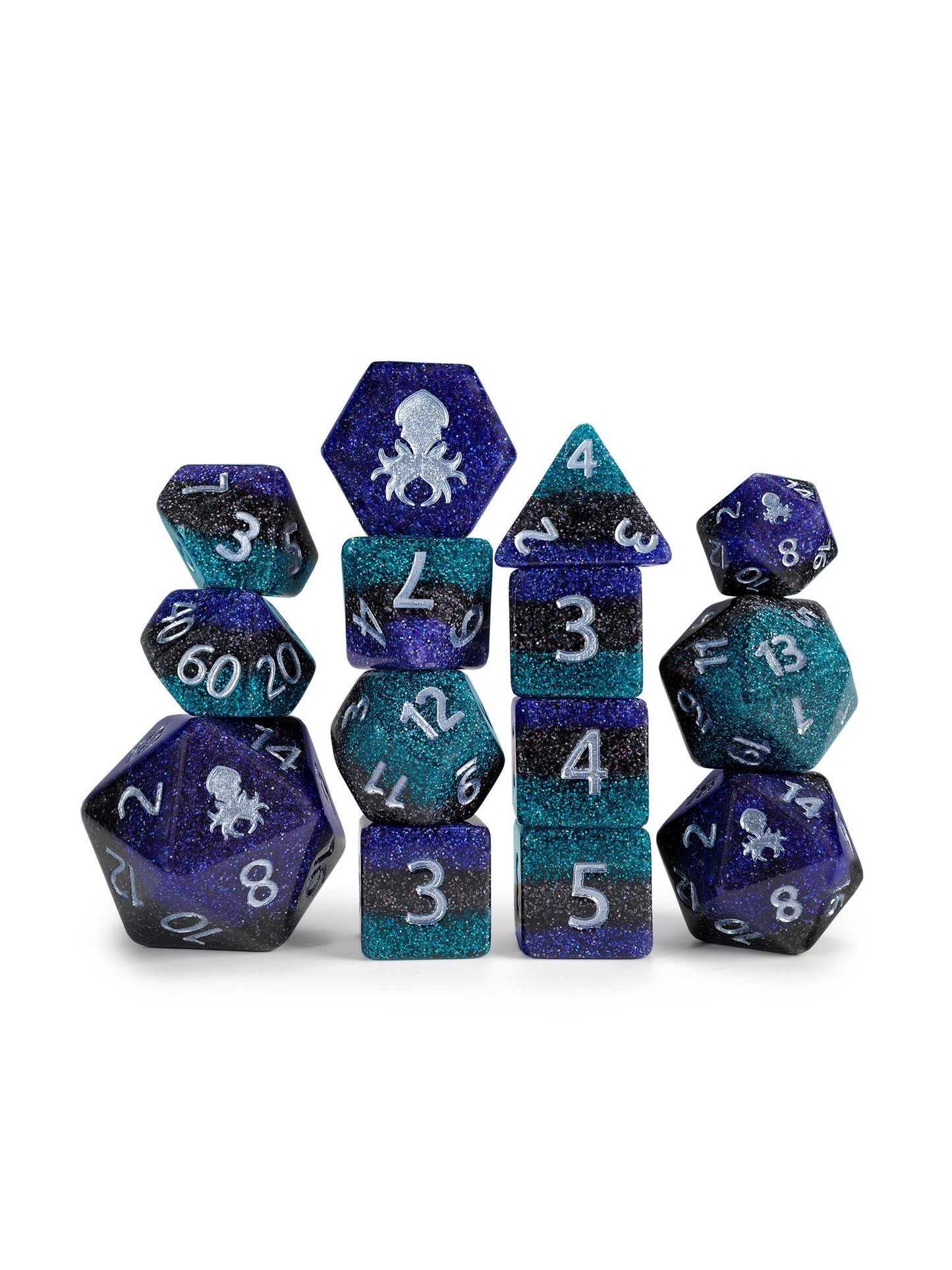 Hocus Pocus 14pc Dice Set Inked in Silver