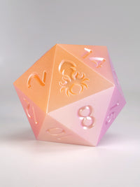Ombre Marigold to Neon Pink 55mm D20 Dice