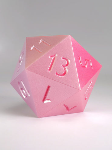 Ombre Marigold to Neon Pink 55mm D20 Dice
