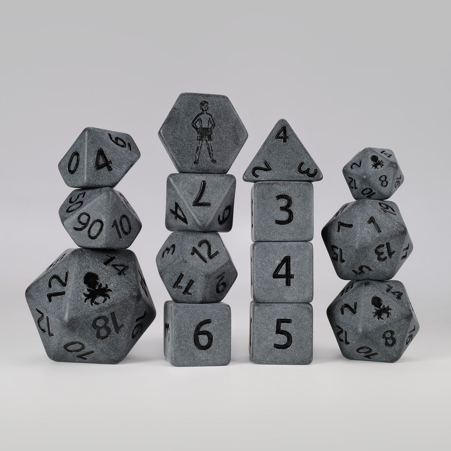 Keep Your Hands Off Sara's 14pc Matte Dice Set inked in Black